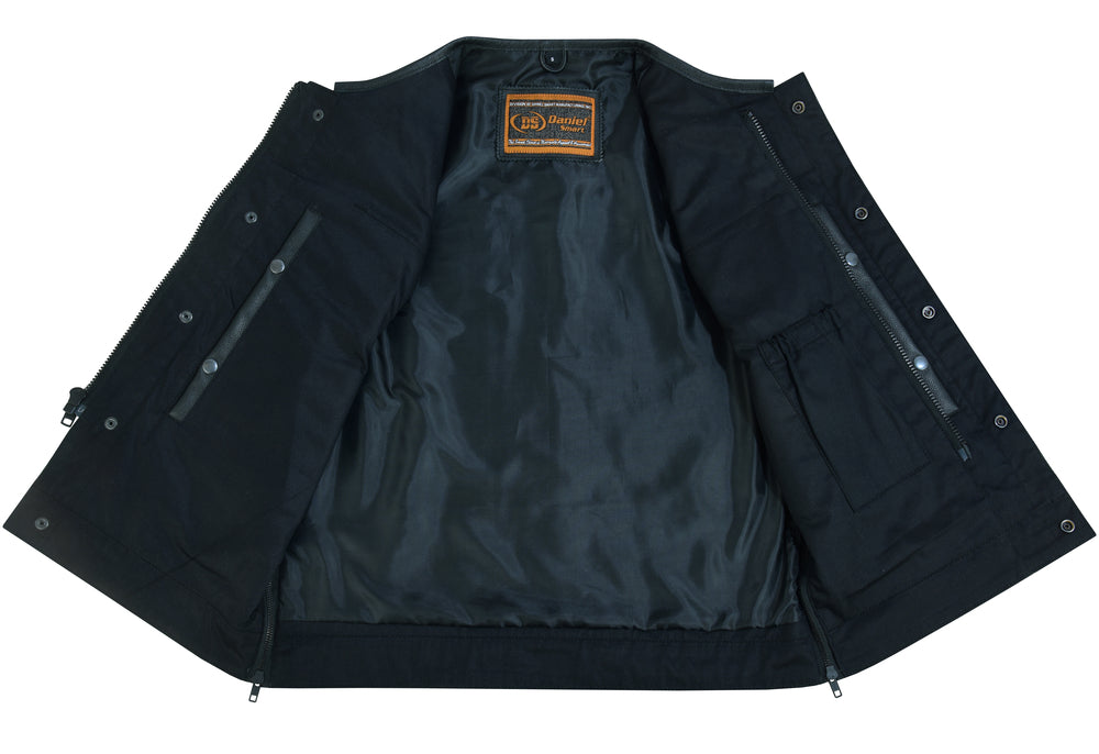 DS Eclipse Black Motorcycle Vest - Hidden Smart Access Pockets & Durable Lining