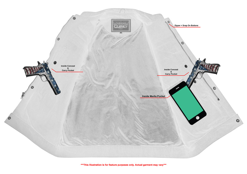 Weston Black Men's Denim Motorcycle Vest – Single Panel Back