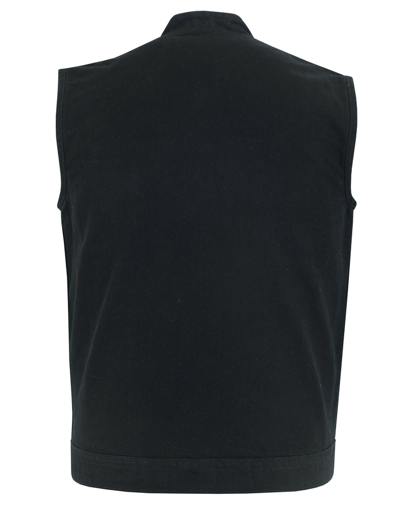 Weston Black Men's Denim Motorcycle Vest – Single Panel Back