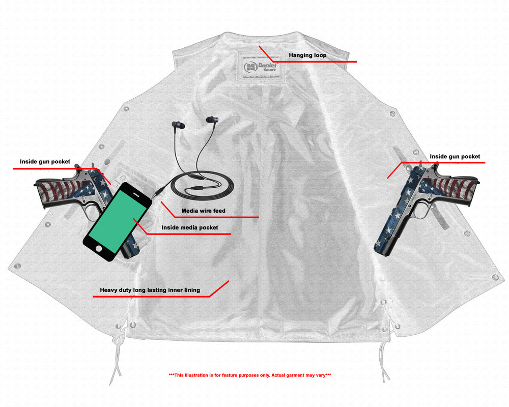 DS Men's Tall Classic Tapered Bottom Biker Leather Vest- Black