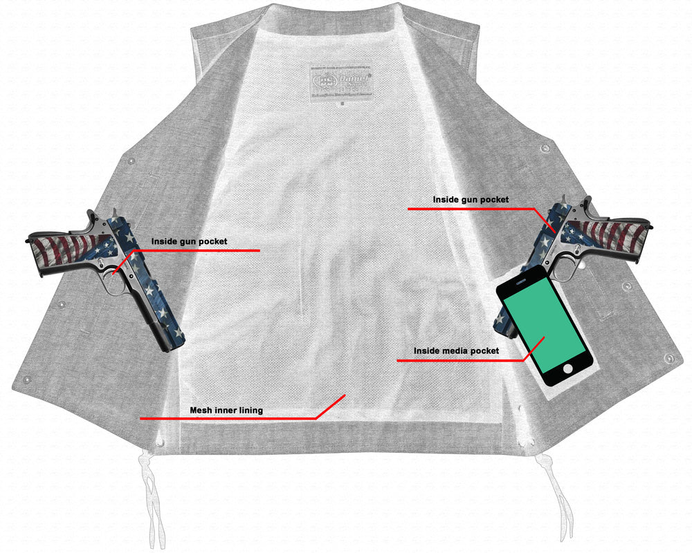 DM Men's Rough Rub-Off Raw Finish Broken Gray Denim Vest