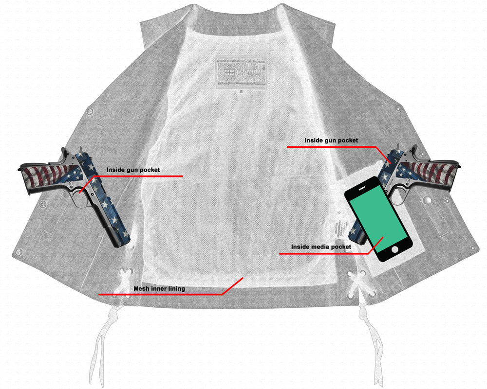 DM Women's Rough Rub-Off Raw Finish Broken Gray Denim Vest