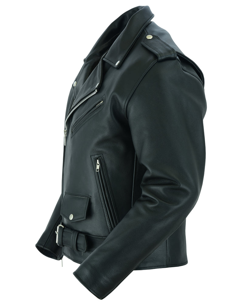 Super Arnold Men’s Black Leather Jacket – Retro Design