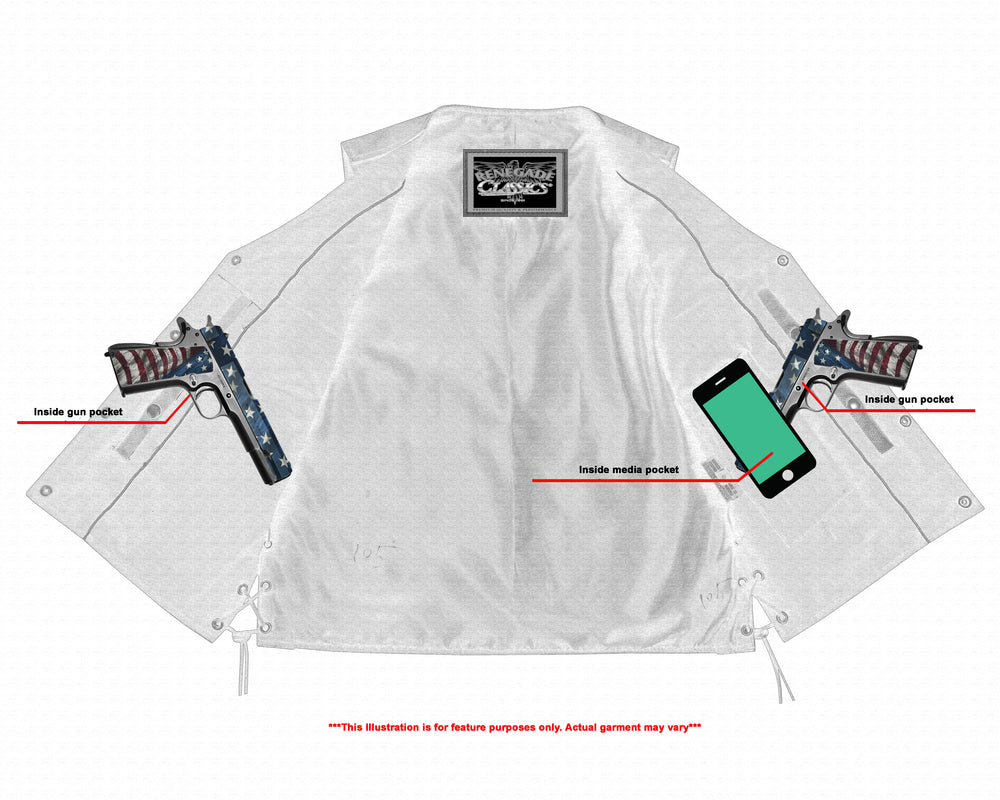 Clubster Men's Black Milled Cowhide Side Lace Motorcycle Leather Vest