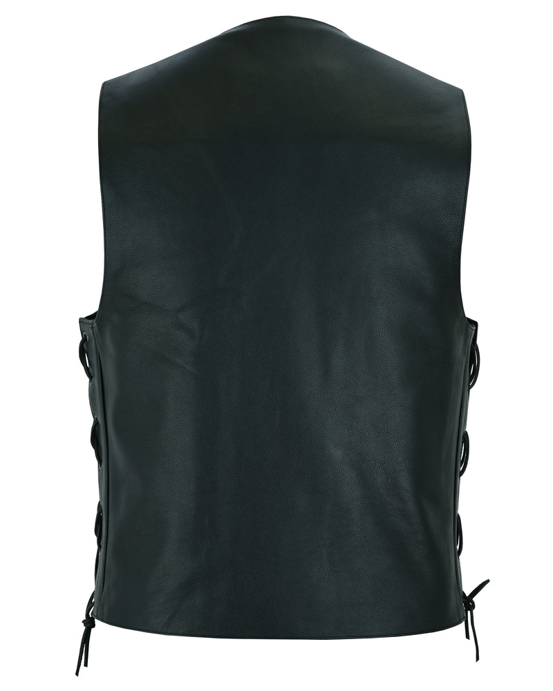 DS Men's Traditional Leather side lacing Vest - Black
