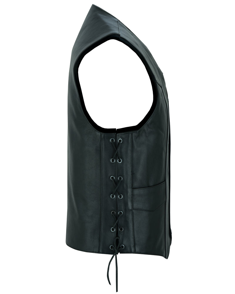 DS Men's Traditional Leather side lacing Vest - Black