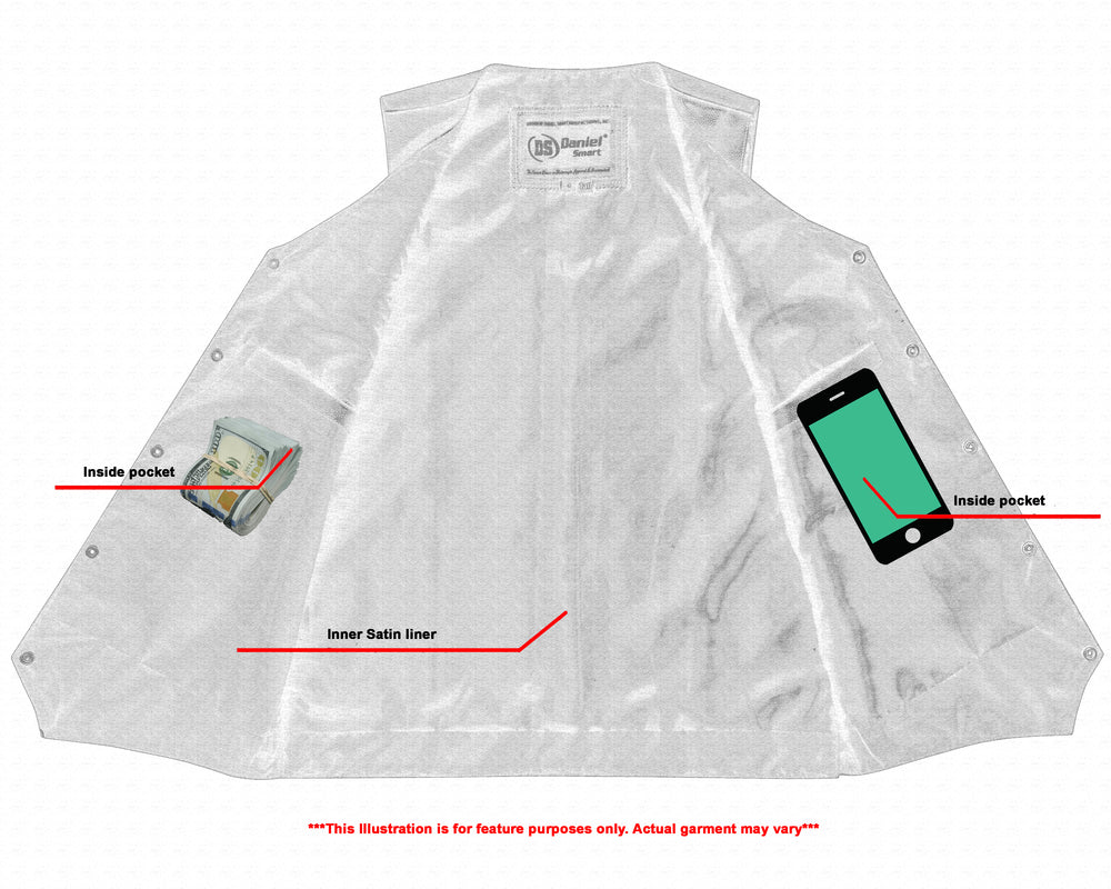 DS Men's Tall Classic Motorcycle Leather Vest - Black