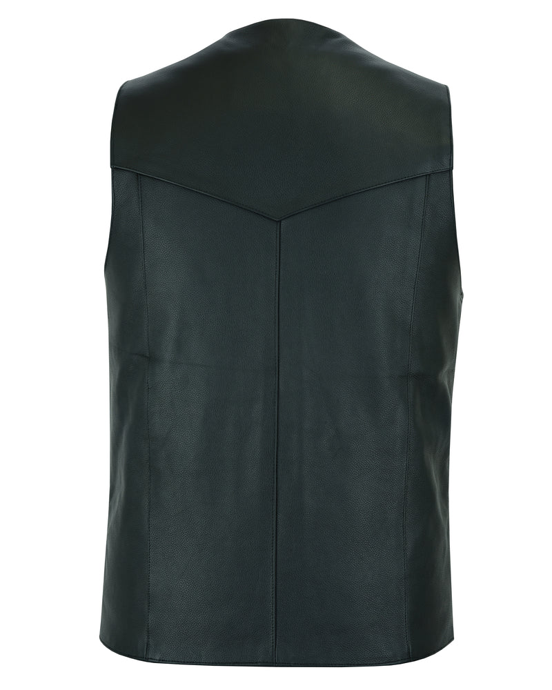 DS Men's Tall Classic Motorcycle Leather Vest - Black