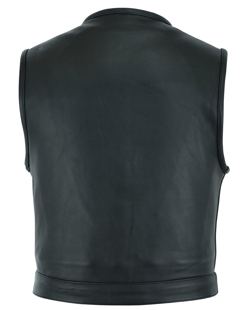 DS Men's Drop Zone Leather Motorcycle Vest – Black