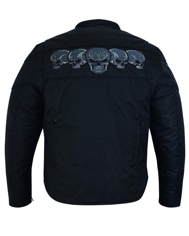 DS Men's Textile Scooter Style Jacket w/ Reflective Skulls