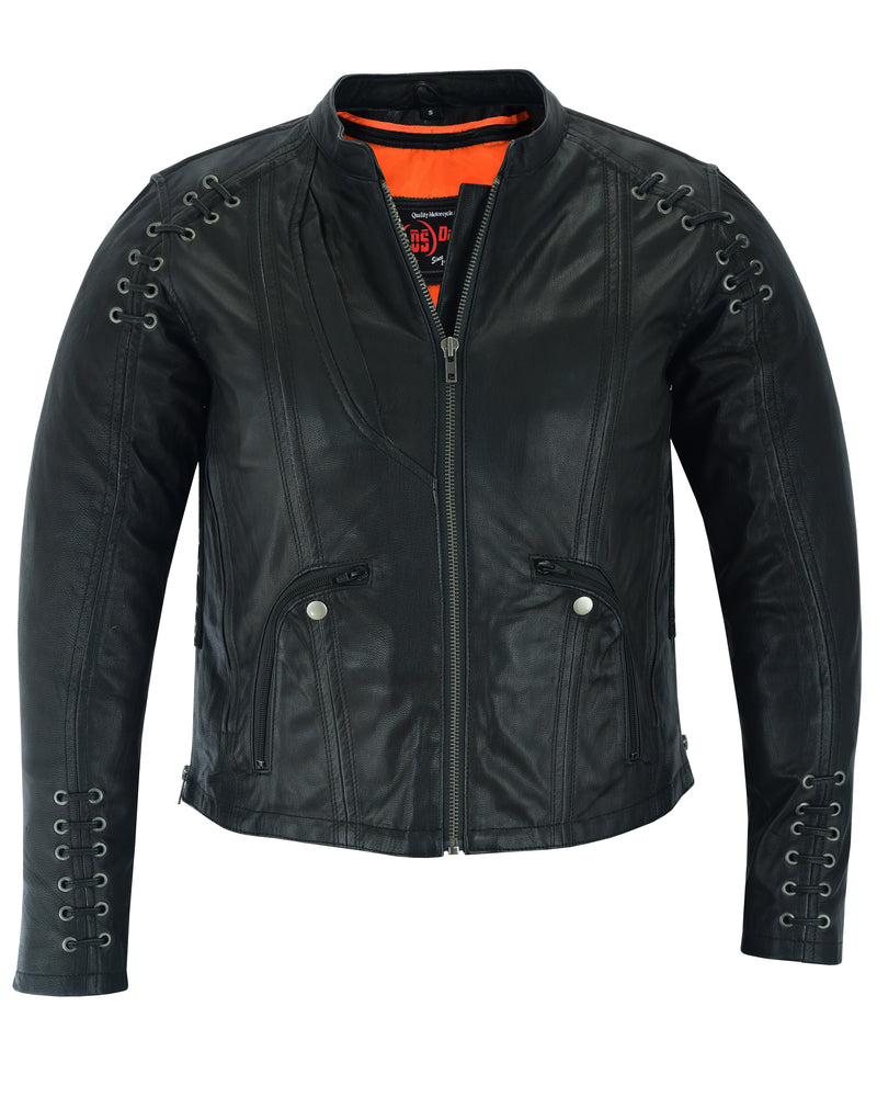 DS Women's Stylish Jacket with Grommet and Lacing Accents