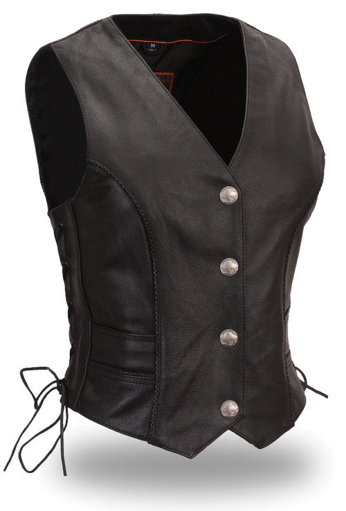 Native Lacy Women's Braided Buffalo Nickel Vest 538 – Antelope